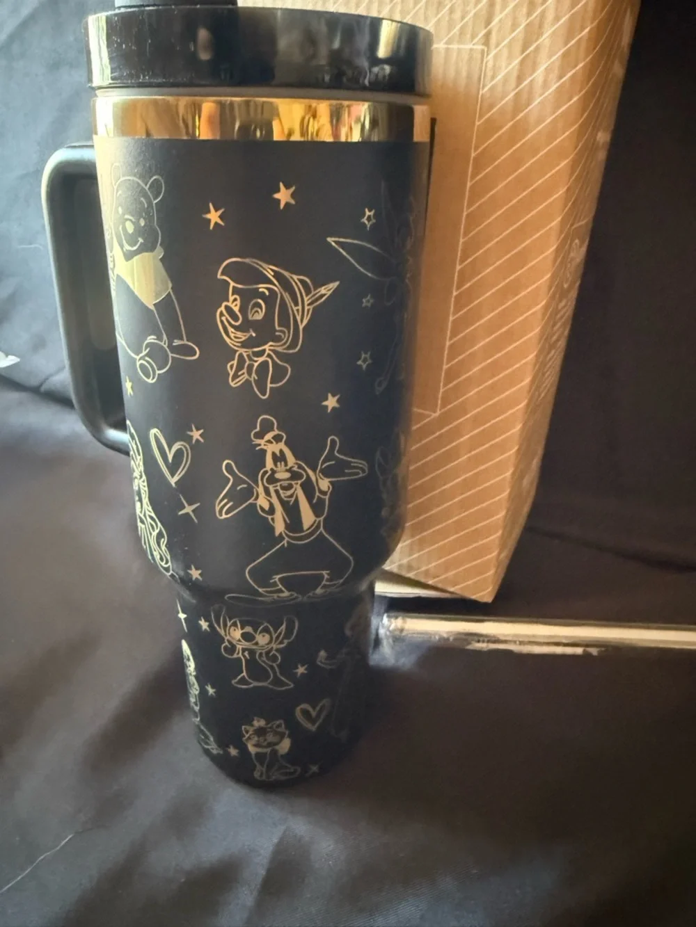 New Stanley 40oz Black & Gold Laser Engraved Disney Castle Stainless Tumbler - Picture 11 of 13